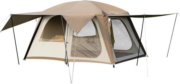 4-6 Person Camping Tent with 3 Door 2 Room Large Family Cabin Tents, Double Layer Waterproof Portable Glamping Tent, Big Tents for Outdoor Camping Hiking and Backpacking