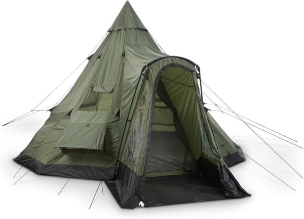 Deluxe Teepee Tent 14' x 14' for Adults Outdoor Camping 6-Person Instant Easy Set-Up Waterproof Shell 4-Season Family Tents for Backpacking, Hiking