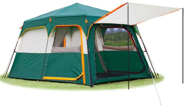Extra Large Tent 6-10-12-14 Person(A),Family Cabin Tents,2 Rooms,3 Doors and 3 Windows with Mesh,Straight Wall,Waterproof,Double Layer,Big Tent for Outdoor,Picnic,Camping,Family Gathering